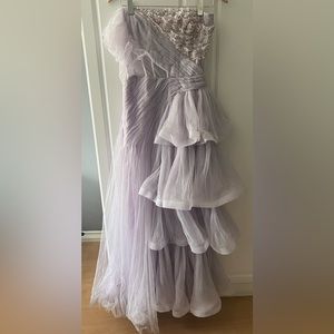 Gaby Charbachi Draped One Shoulder Tiered Gown